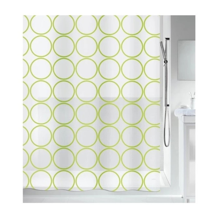 Rideau de douche PEVA ANDO 180x200cm Vert & Blanc Spirella
