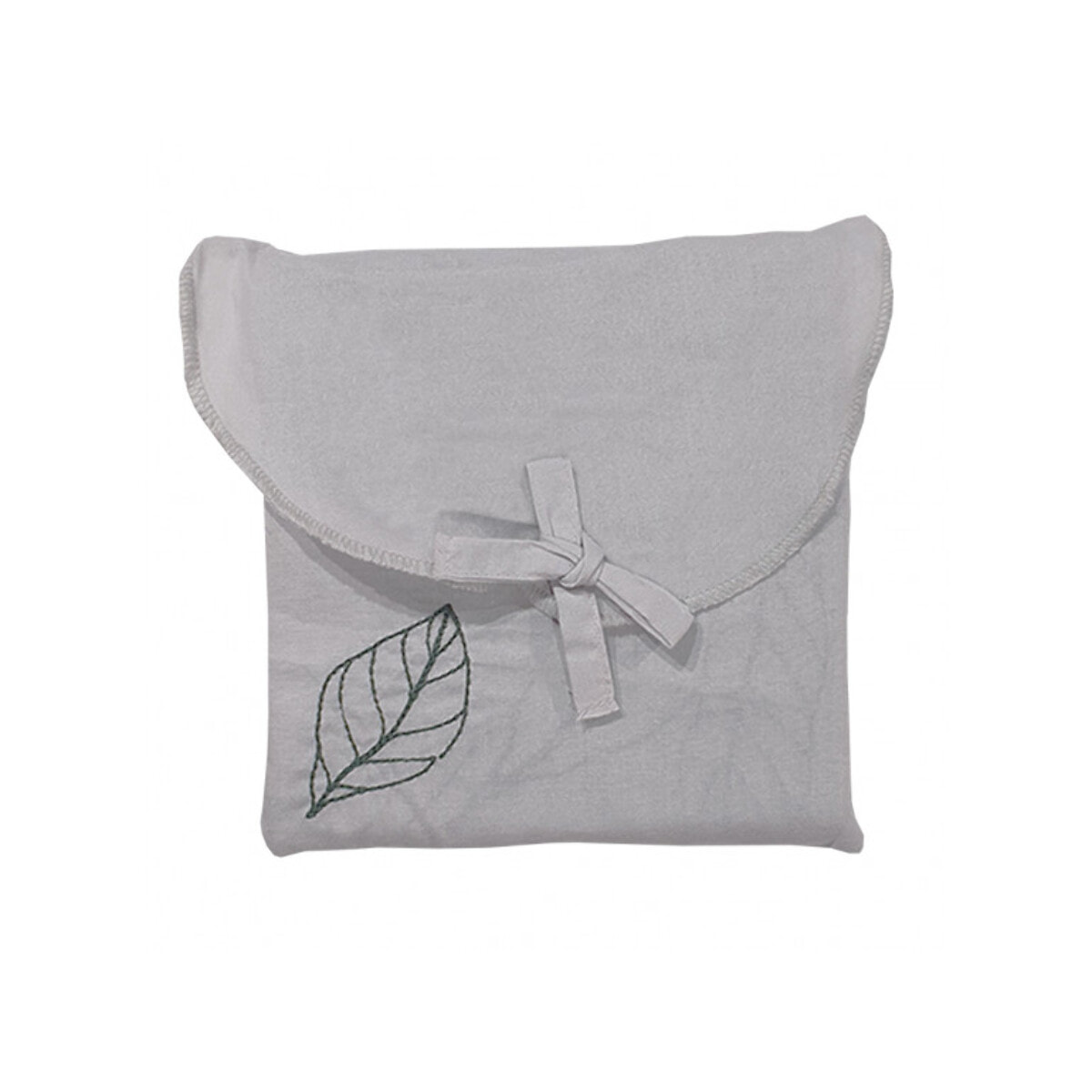 Lot de 2 taies d'oreiller gris/vert et broderie 65x65 cm - ANGELE 009