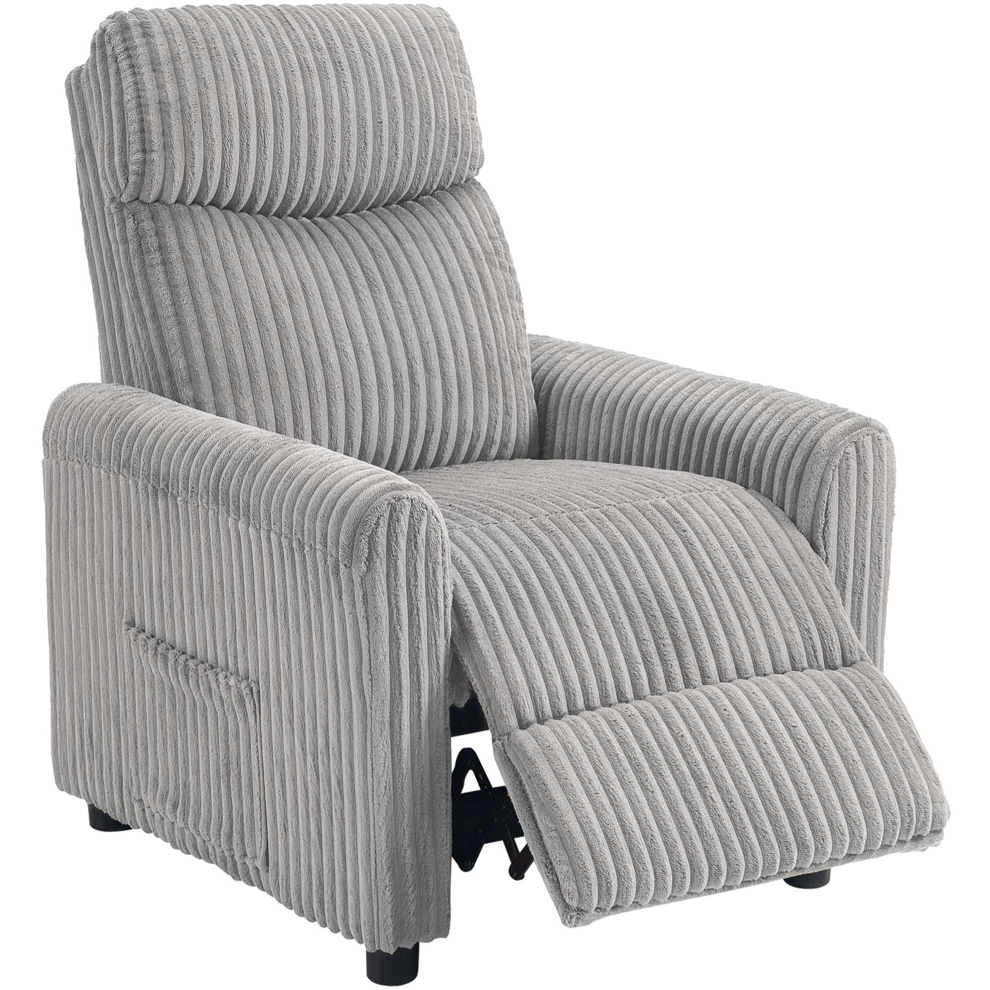 Sillón Relax Reclinable, Sillón Reclinable Manual, Tapizado en Pana, Instalación Rápida, Reposapiés, Acolchado Grueso, para Salón, Dormitorio, Oficina, Gris Claro