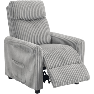 Sillón Relax Reclinable, Sillón Reclinable Manual, Tapizado en Pana, Instalación Rápida, Reposapiés, Acolchado Grueso, para Salón, Dormitorio, Oficina, Gris Claro