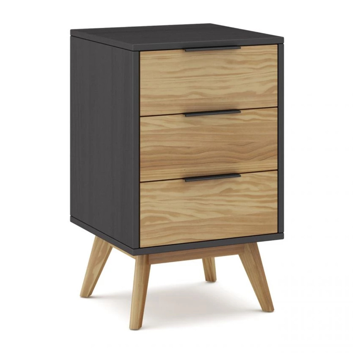 Mesita de noche Numa 3 cajones Gris Alpino - Oak
