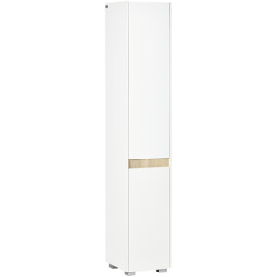 kleankin Armario Alto de Baño Columna Auxiliar de Baño de 5 Niveles con Estantes Ajustables Armario Multiusos para Ducha Aseo Dormitorio 30x33x165 cm Blanco