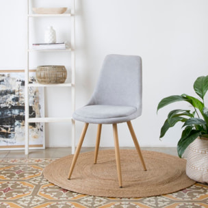 Pack de 4 chaises -tissu et bois, pieds métaliques-couleur gris 47 x 87 x 51 cm