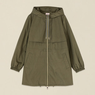 Oltre - Parka con cremallera y capucha - Verde militare