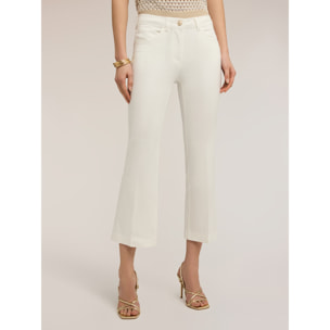 Motivi - Pantalones kick flare en drill - Blanco