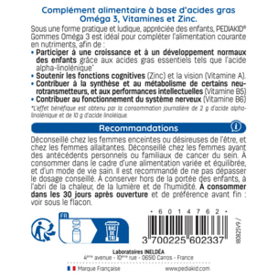 PEDIAKID - Gommes Oméga 3 - Formule Naturelle au Délicieux Arôme de Citron - Soutient les Fonctions Cognitives - Favorise la Croissance et le Développement Cérébral - Lot de 3 piluliers