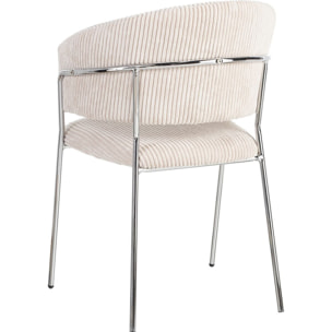 Lot de 2 chaises en velours côtelé, piètement chromé - ISYA