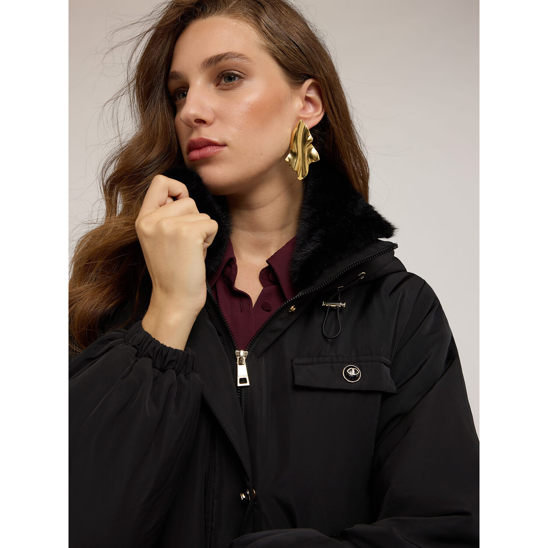 Motivi - Parka imbottito con cappuccio - Nero