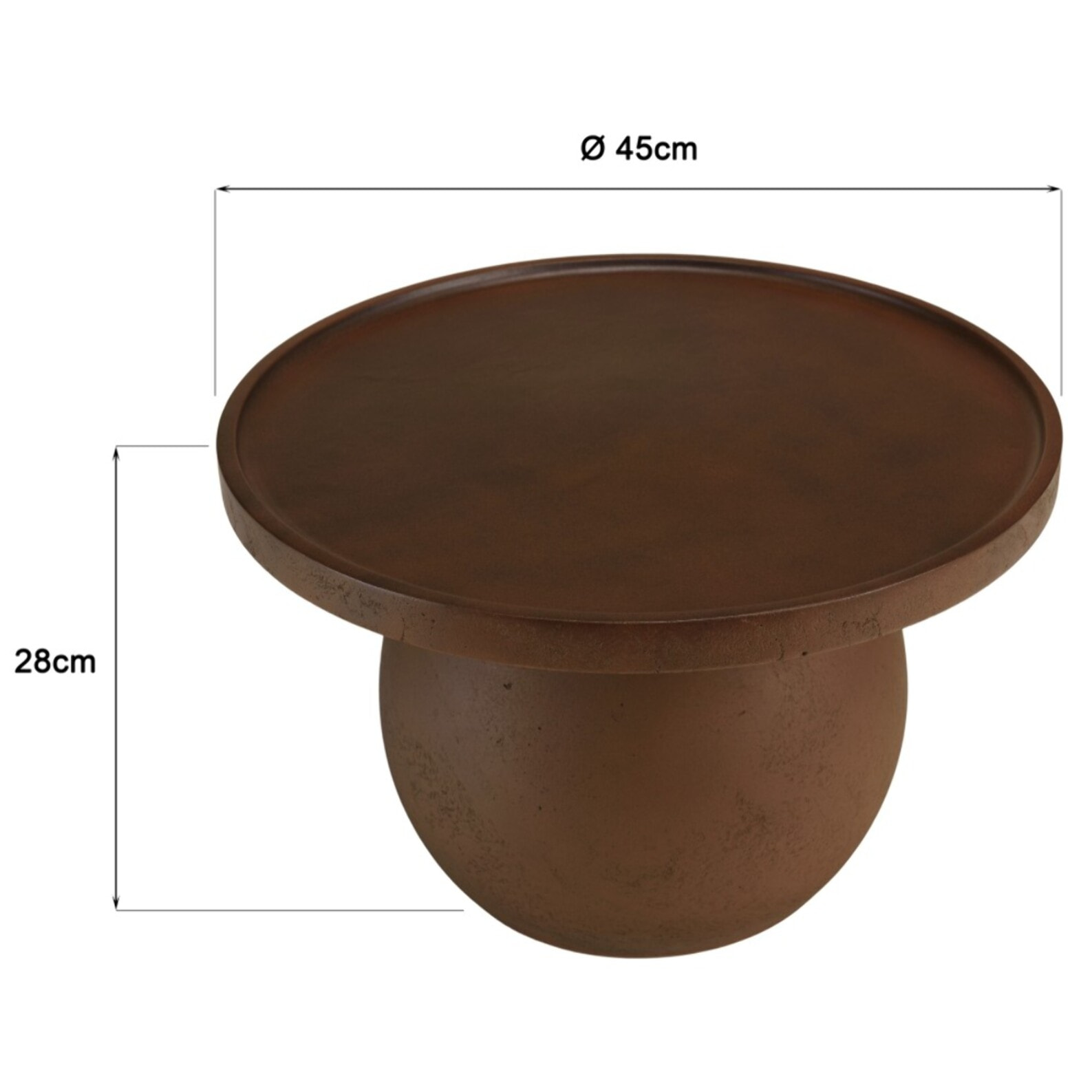 NESTOR - Table d'appoint ronde en béton marron D45cm