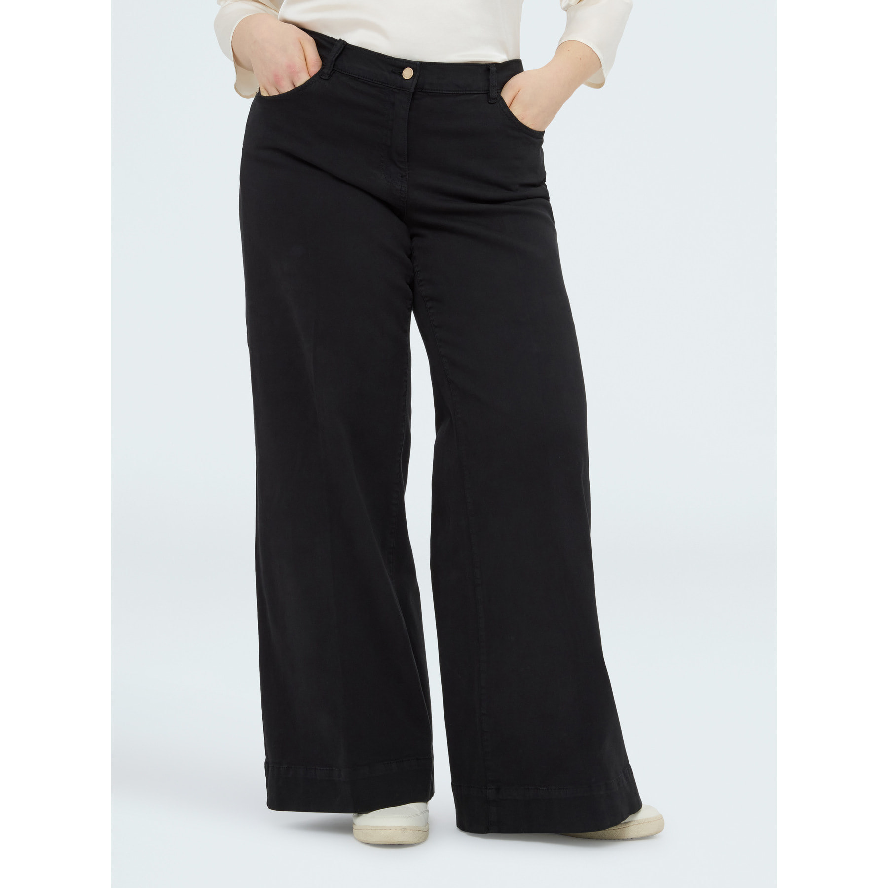 Fiorella Rubino - Pantalones Wide Leg de algodón - Negro
