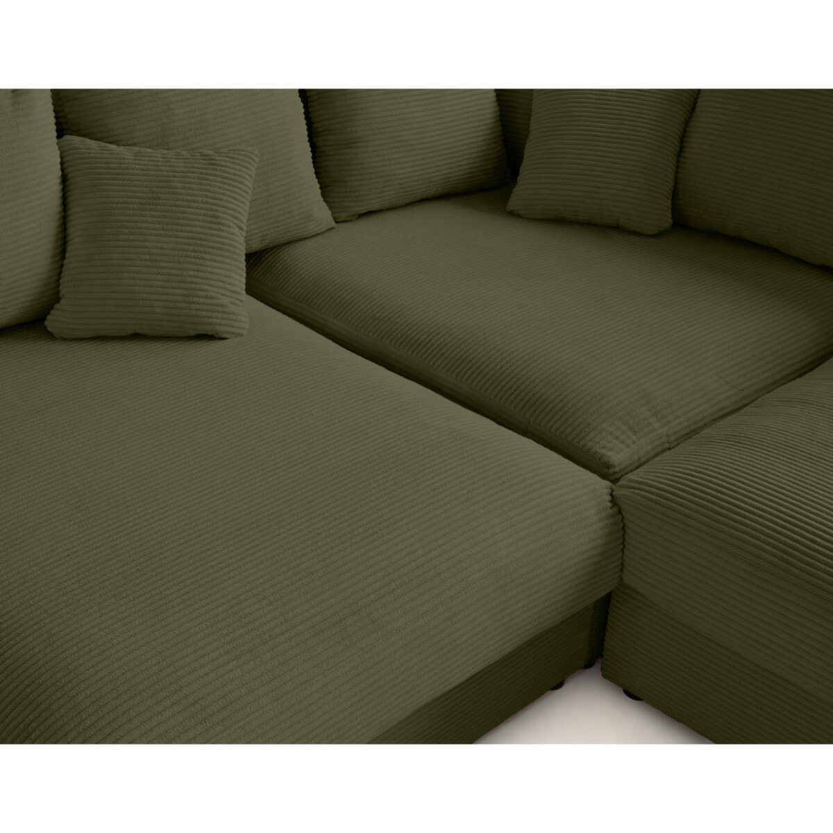 Aspen - canapé d'angle réversible 5 places - assise profonde - en velours côtelé - Vert