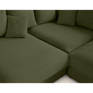 Aspen - canapé d'angle réversible 5 places - assise profonde - en velours côtelé - Vert