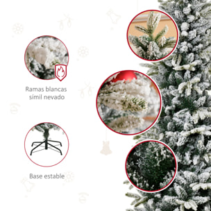 árbol de Navidad 210 cm Nevado Artificial con 784 Puntas de Rama Ignífugas y Soporte de Acero Decoración Navideña para Interiores Ø95x210 cm Verde y Blanco