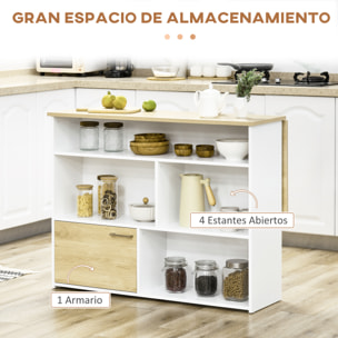 Mesa de Bar Extensible con Ala Plegable Mesa de Bistró con Compartimientos de Almacenamiento y 1 Puerta para Cocina Comedor 116x79,5x91 cm Blanco