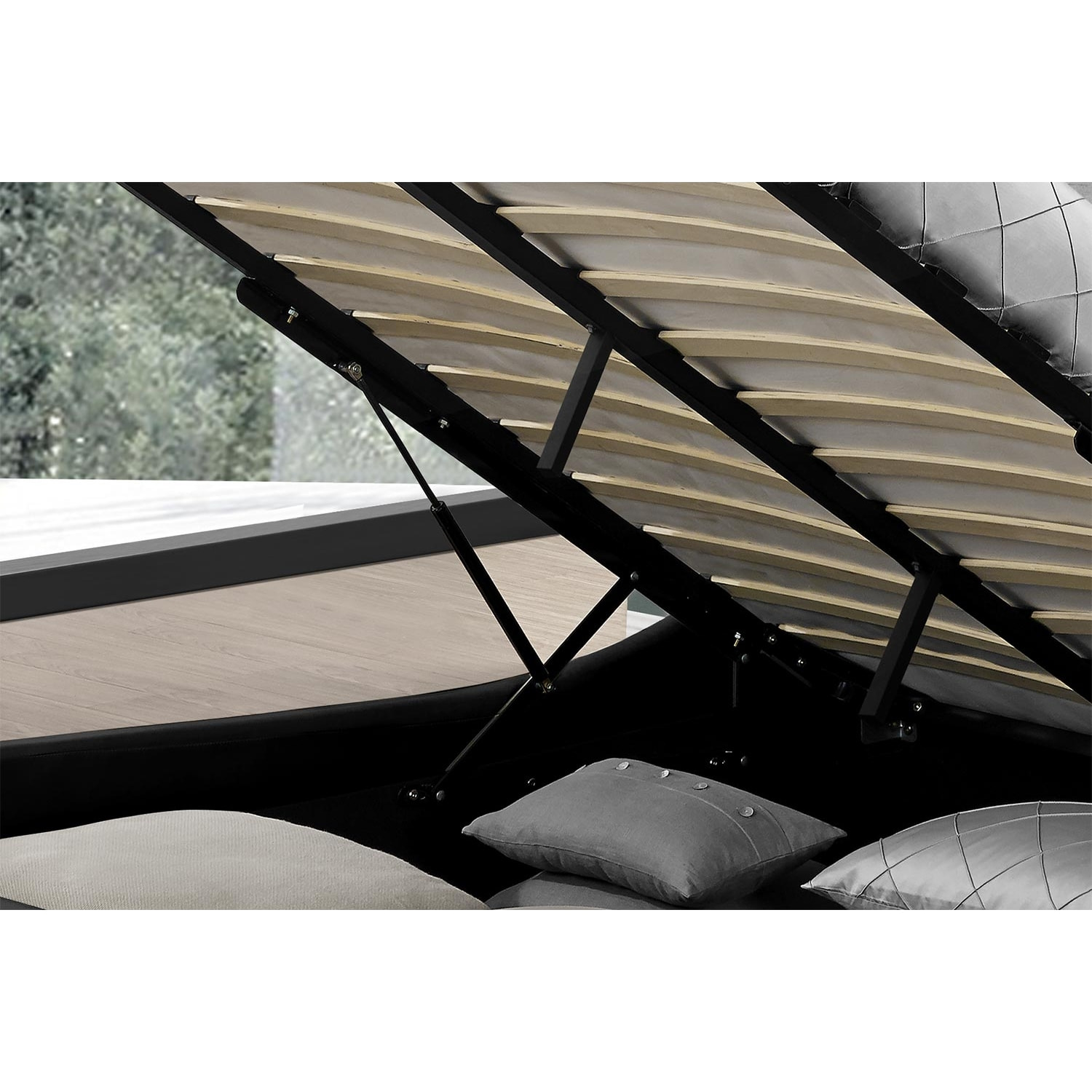 CHANA Lit coffre avec LED 140 x 190 cm noir