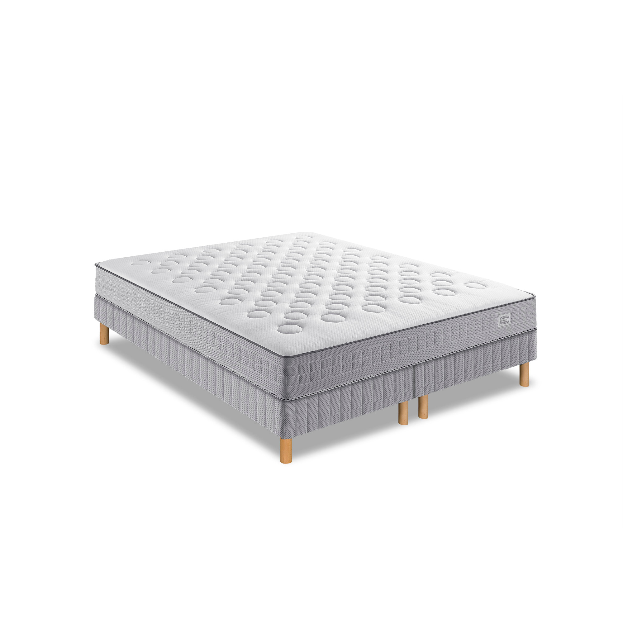 Ensemble INITIAL matelas H23 ressort ensachés, ferme, 2 sommiers