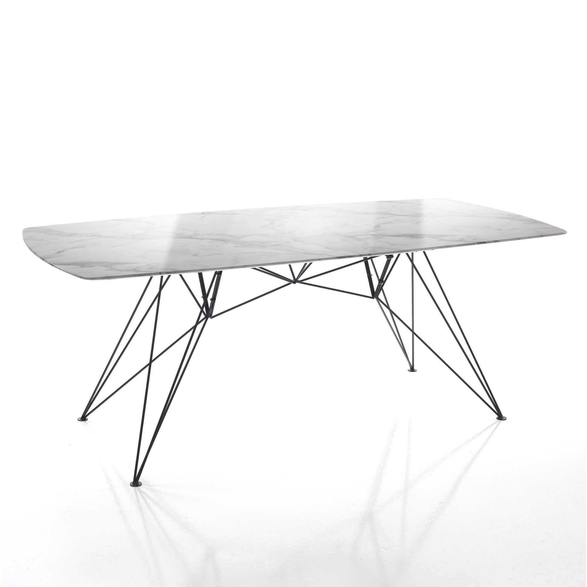 Bureau design Tomasucci SPILLO MARBLE, plateau effet marbre, structure en métal noir