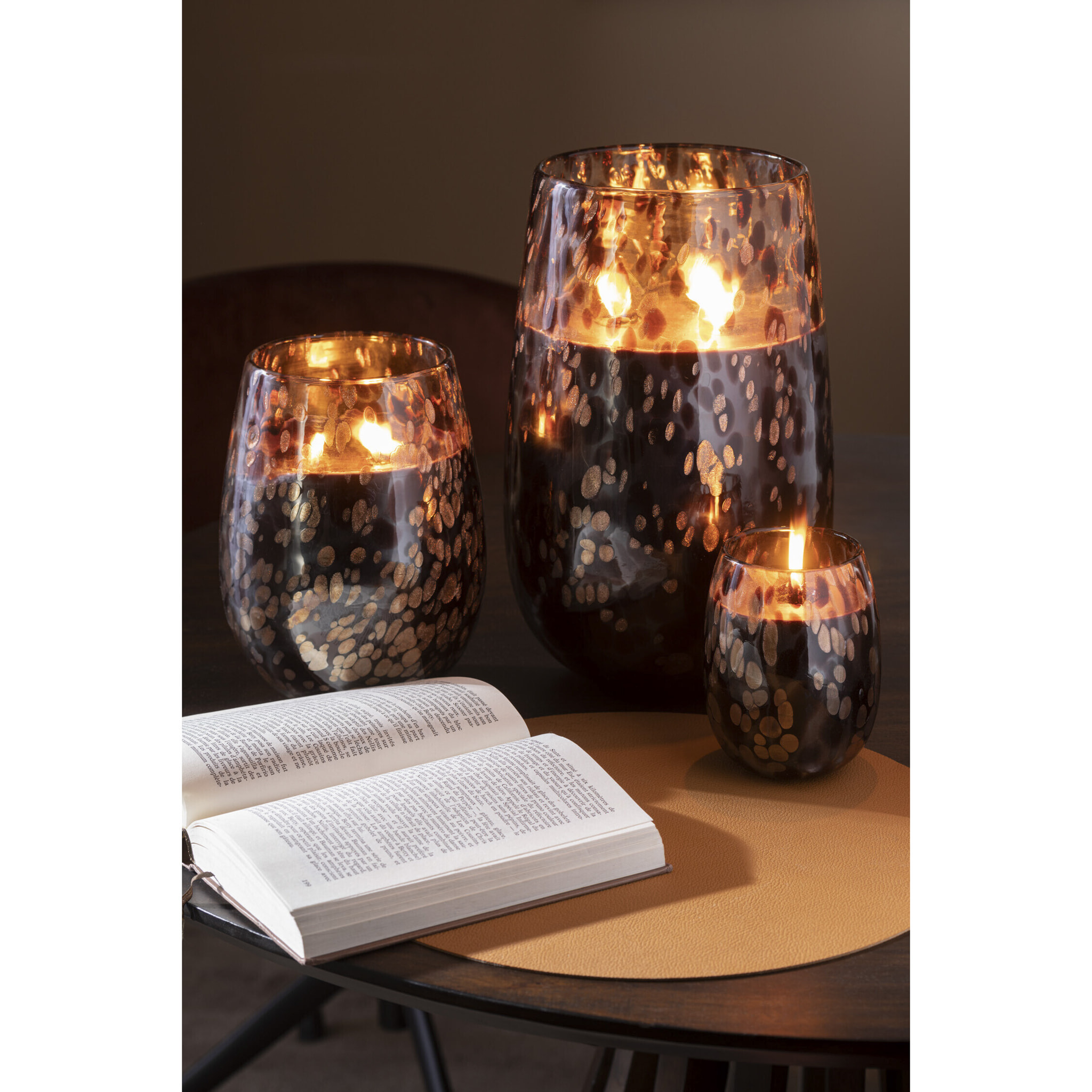 J-Line bougie parfumée Mia - verre - noir/mix - large - 230H