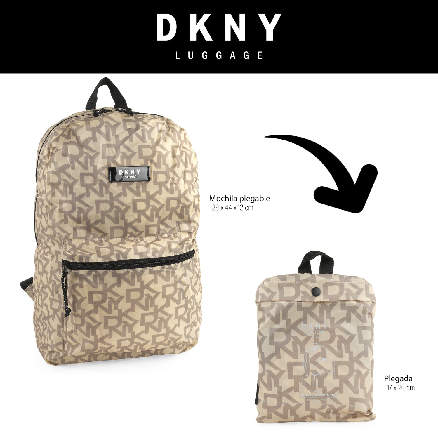 Mochila Casual/Ocio Dkny Dkny-928 Packable Pebble/Stone