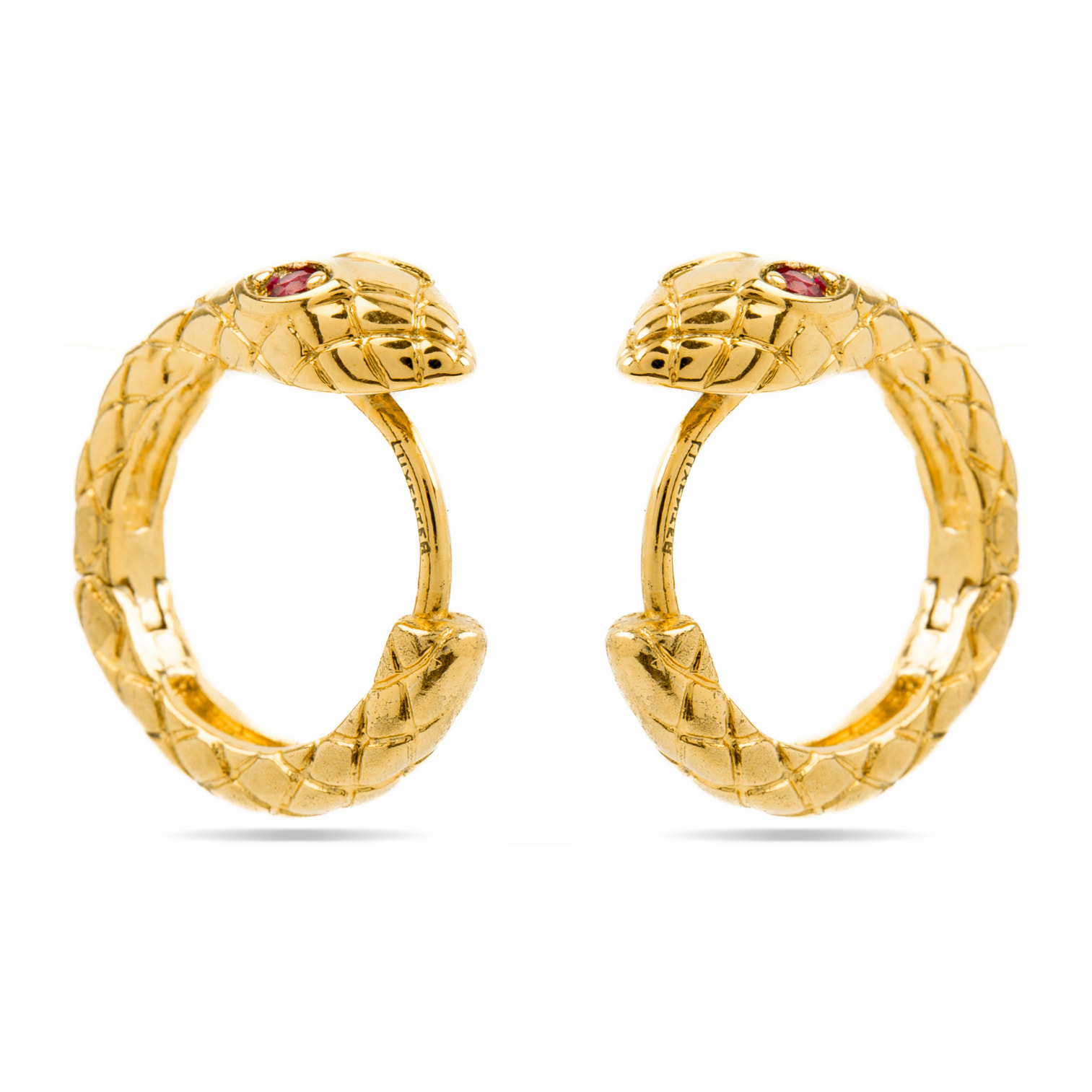 Pendientes de Circonita Rubí acabados en oro amarillo de 18K