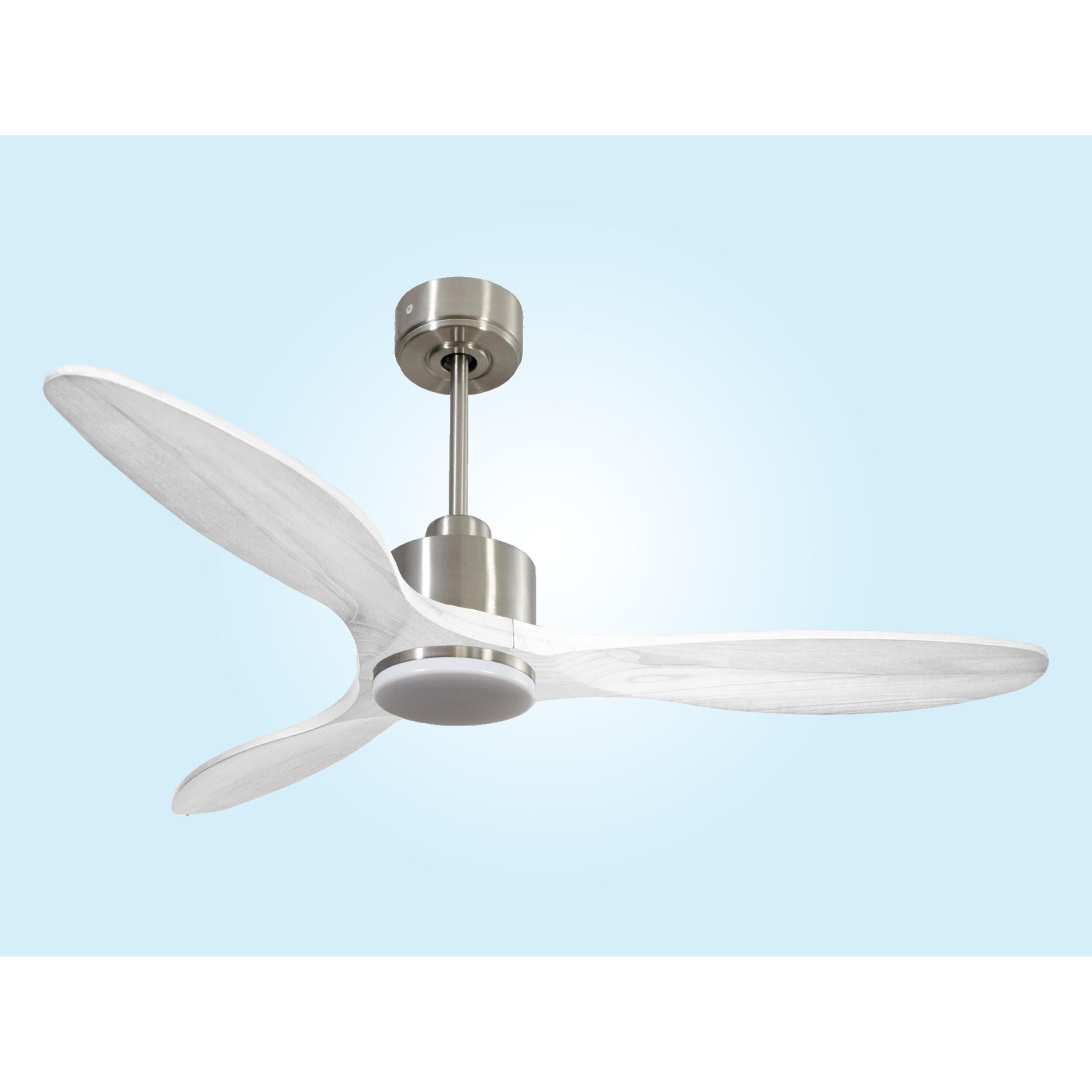 Ventilador de techo Modo Invierno/Verano Termostato Dimable Wifi Motor DC Techos Inclinados Mando a Distancia Luz tres tonos Hypersilence Memoria Vendible Shopify (AUTOMATICO) SantoriniD132C03LED65052 PURLINE