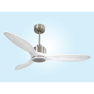 Ventilador de techo Modo Invierno/Verano Termostato Dimable Wifi Motor DC Techos Inclinados Mando a Distancia Luz tres tonos Hypersilence Memoria Vendible Shopify (AUTOMATICO) SantoriniD132C03LED65052 PURLINE