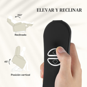 Sillón Relax Reclinable Eléctrico Levanta Personas, con Masaje Vibratorio y Calor, Sillón Elevador, con Puerto USB, Control Remoto, Reposapiés, Tapizado en PU, Bolsillos, Portavasos, Crema