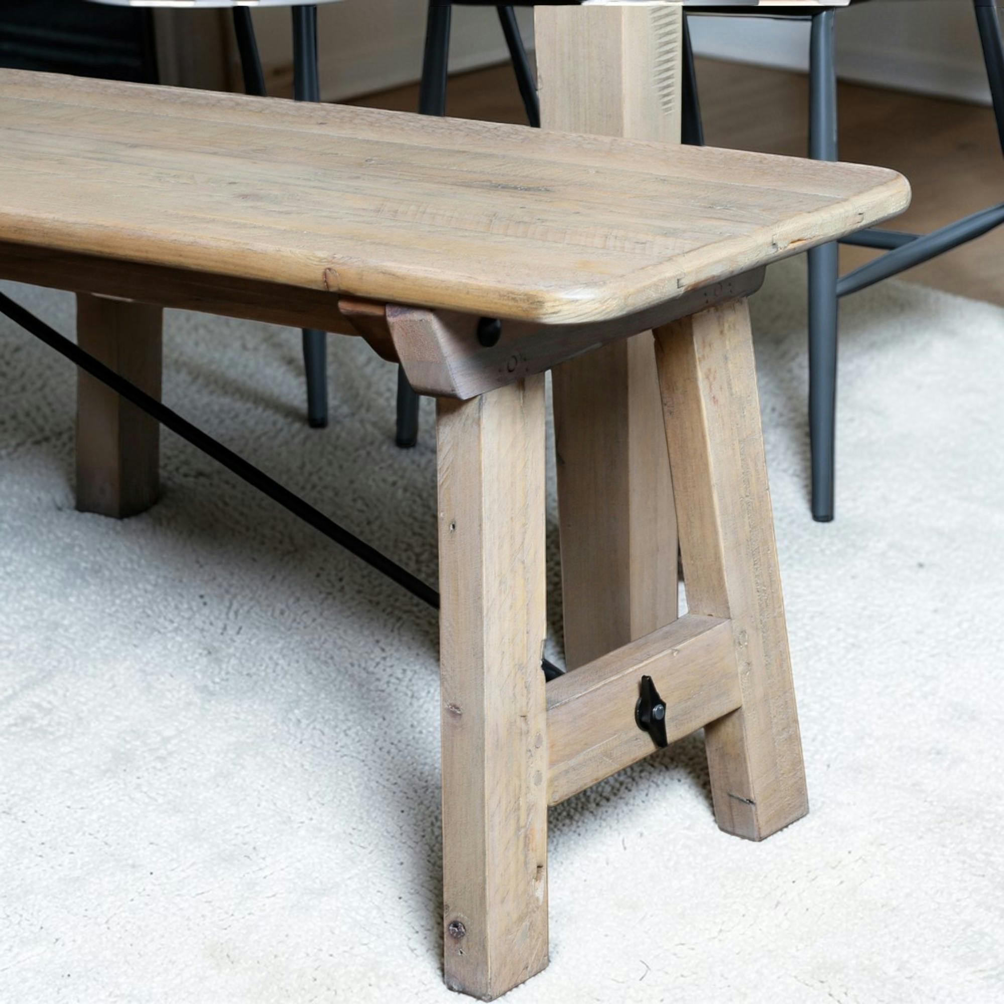 Banc 150 cm en bois recyclé SALERNE