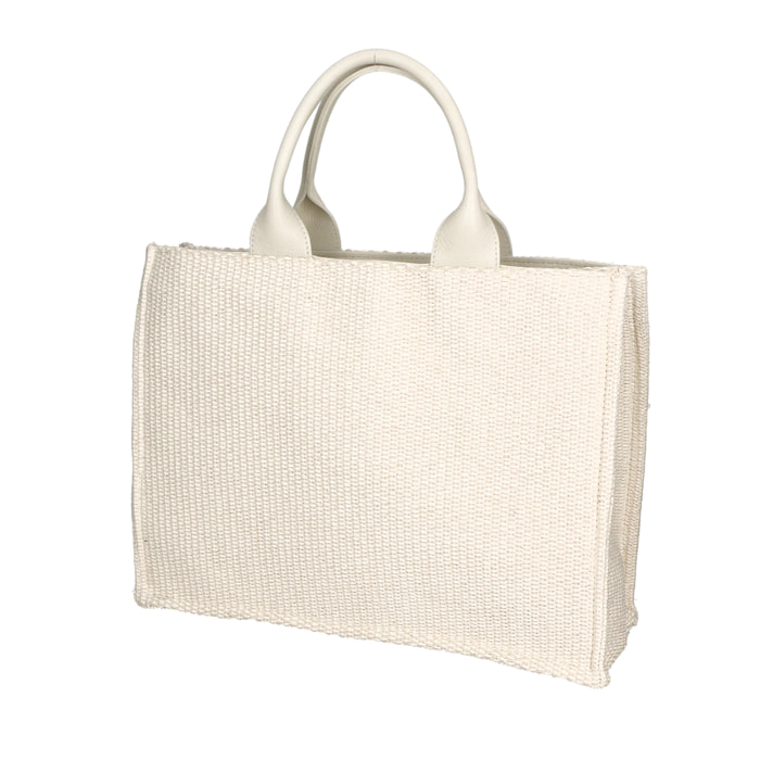 Borsa a mano  da donna Misto pelle e tessuto Made in Italy 31x41,5x15,5 cm