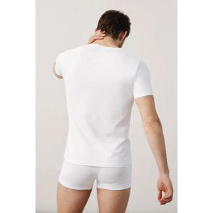 Maglietta bianca a maniche corte in cotone