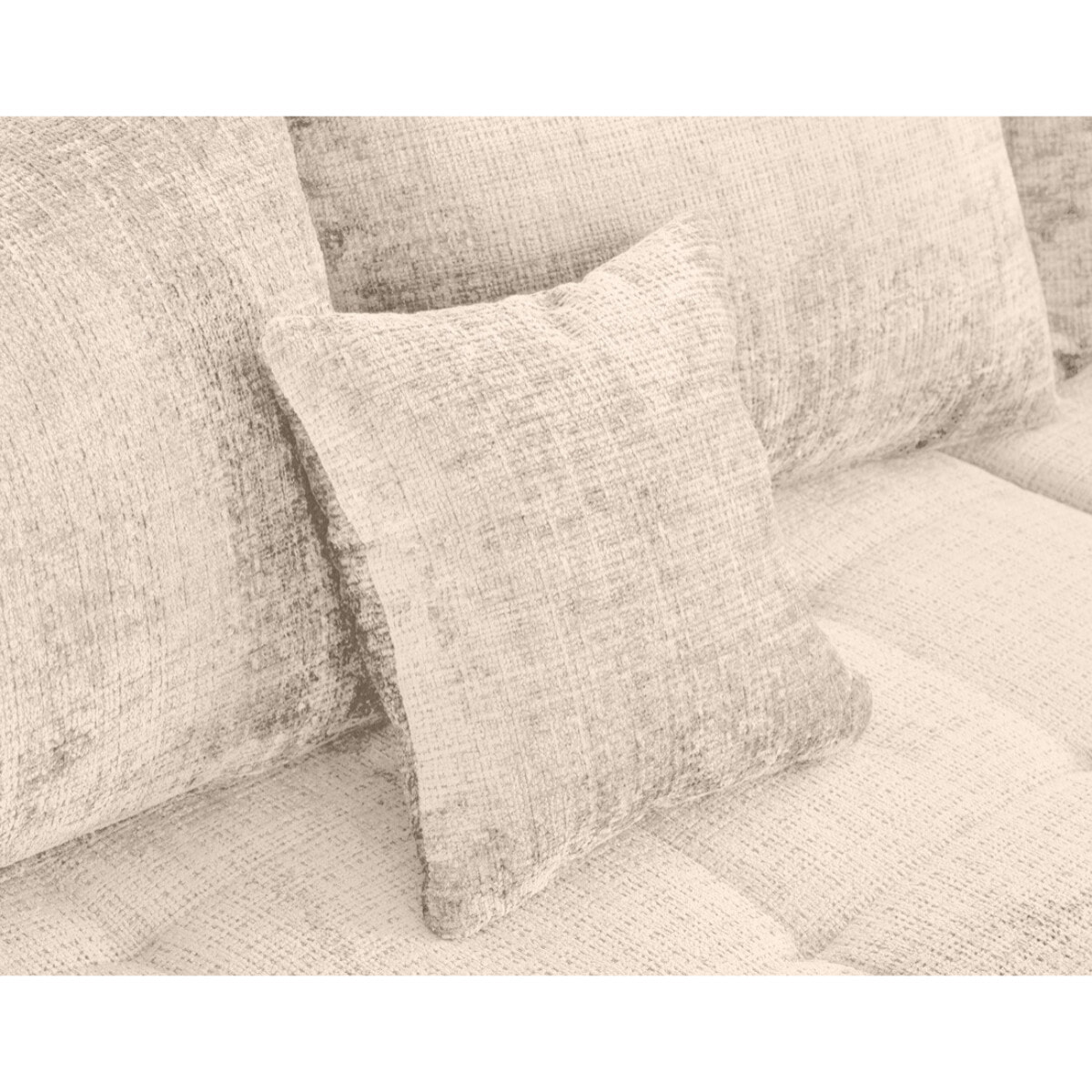 Rune - canapé panoramique d'angle droit 7 places en velours texturé - Beige