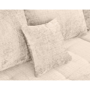Rune - canapé panoramique d'angle droit 7 places en velours texturé - Beige