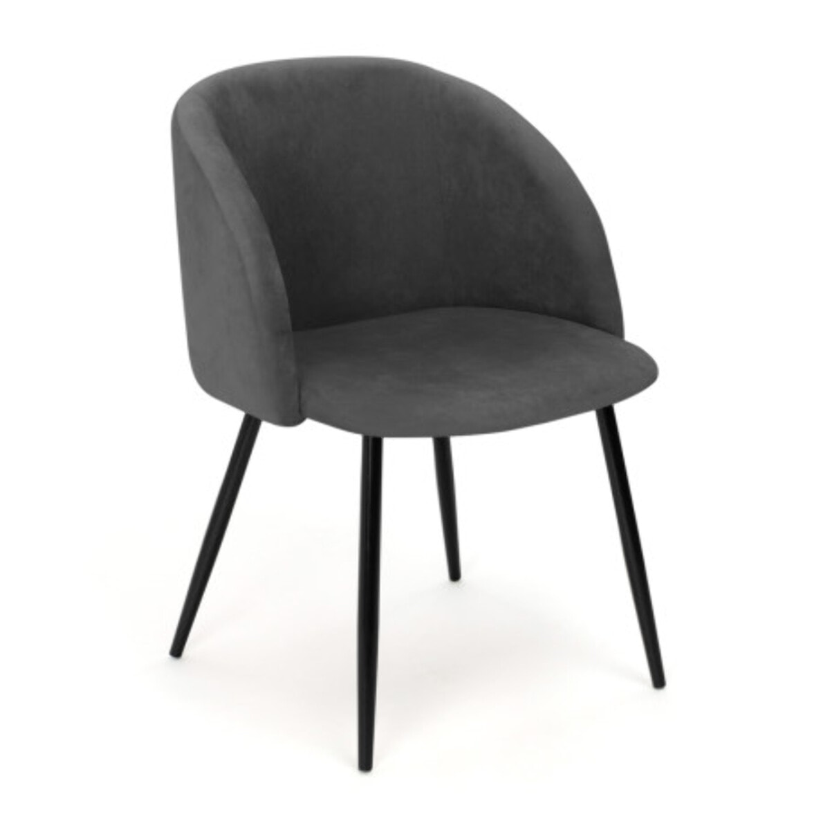 Chaises Nina velours gris pieds noirs- lot de 2