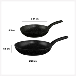 2 poêles Aluminium 24/28 cm Caractère