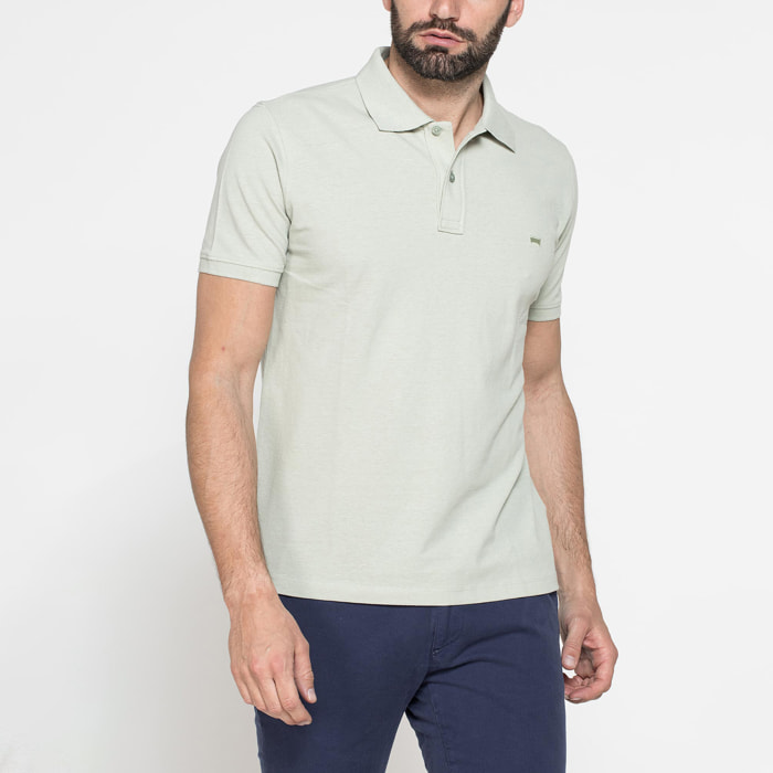 POLO MANICA CORTA IN COTONE E LINO