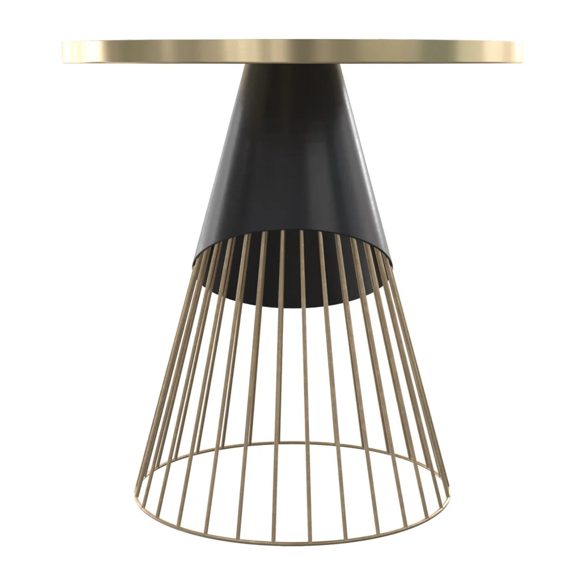 Table d'appoint ronde en métal noir et plateau laiton D45 cm - Corry
