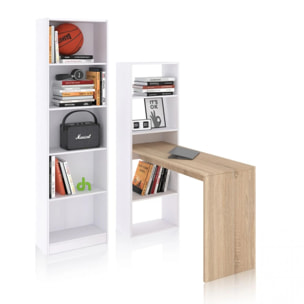 Pack escritorio y estantería Cosmic Plus Blanco Artik (Blanco Mate) - Roble Canadian