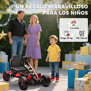 Kart Pedales para Niños de +3 Años Go Kart con Embrague Automático Freno Ruedas Antideslizantes de EVA y Marco Metálico Carga 50 kg Rojo