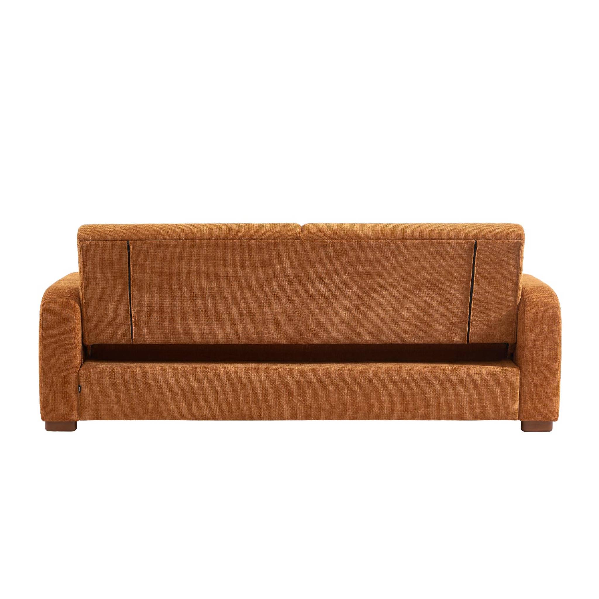 Canapé convertible 3 places tissu camel L 211 x P 92 x 85cm  - Dany