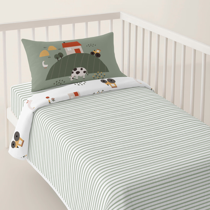 Cool Kids - Colcha Bouti Estampada - Reversible - Infantil - 100% Algodón - Cuna - Farm Life