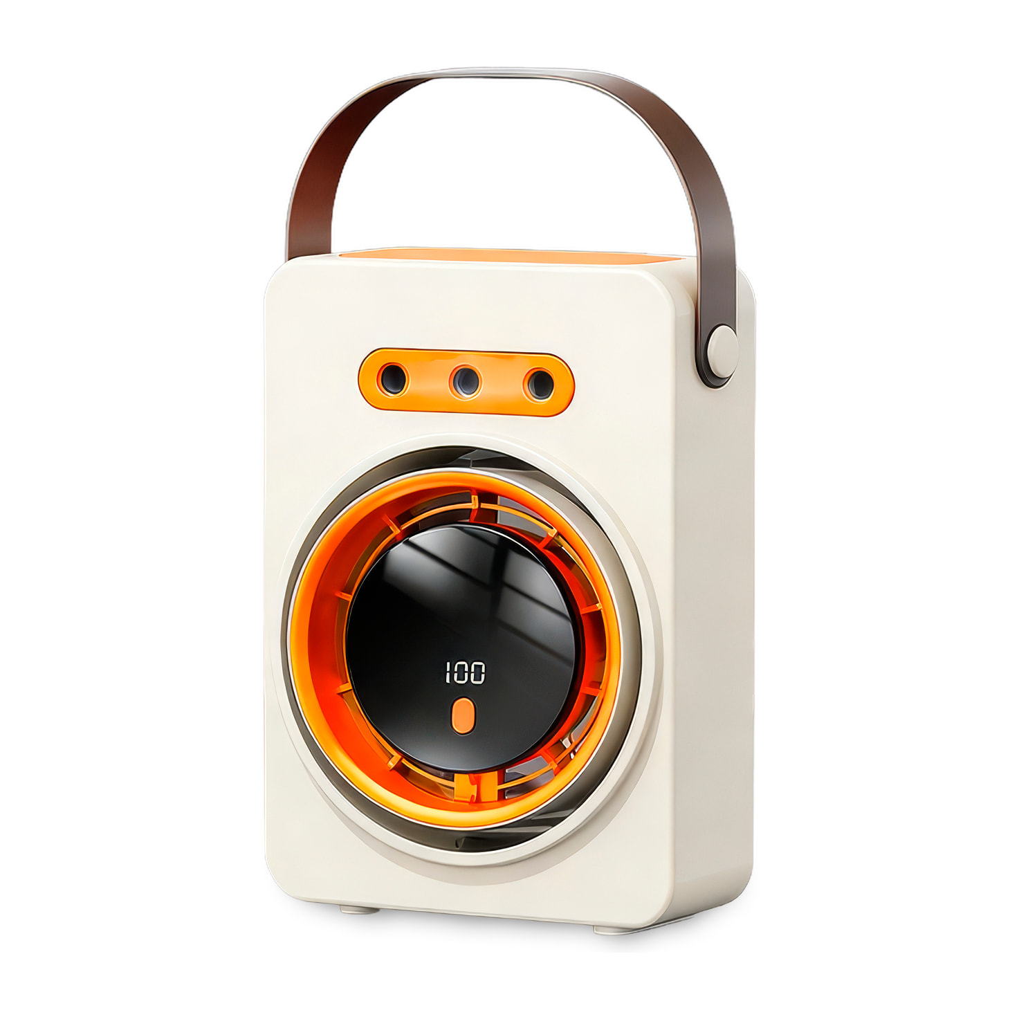 Ventilatore da tavolo F15. Con 5 livelli di velocità, funzione nebulizzatore con 3 uscite e serbatoio dell'acqua da 160 ml. Con maniglia per appendere.