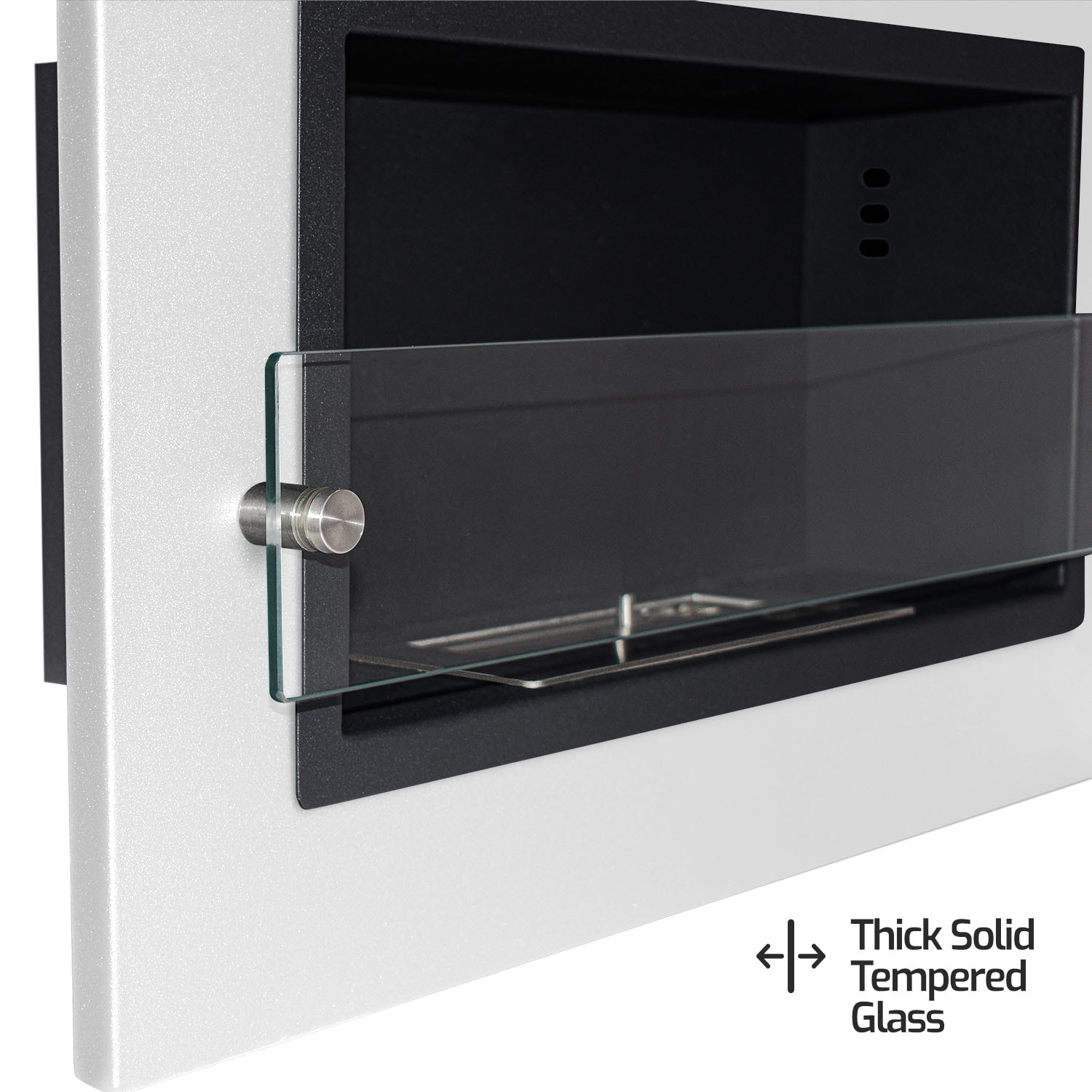 Adriano - Caminetto a bioetanolo da incasso con 1 bruciatore da 1.5L 64x40cm bianco