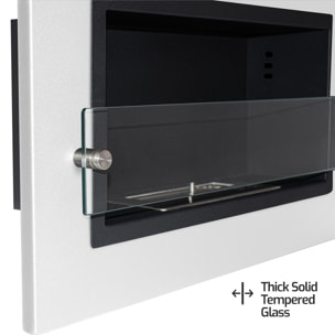 Adriano - Caminetto a bioetanolo da incasso con 1 bruciatore da 1.5L 64x40cm bianco