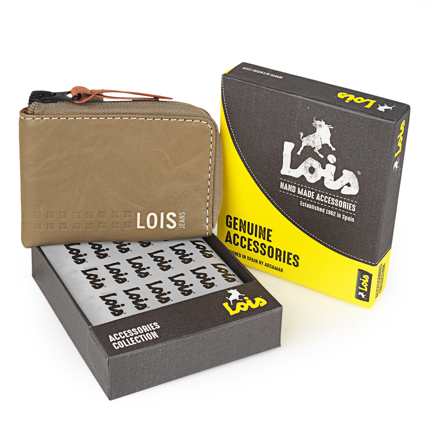 Monedero Piel Hombre Lois Temple Kaki-Cuero