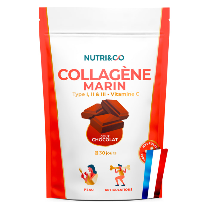 Nutri&Co Collagène Marin Type 1, 2 & 3 Peau & Articulations Goût Cacao - 240g