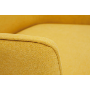 Fauteuil design en tissu effet velours jaune moutarde et métal noir LAURENS