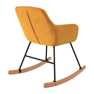 Rocking-chair en velours jaune - Isola
