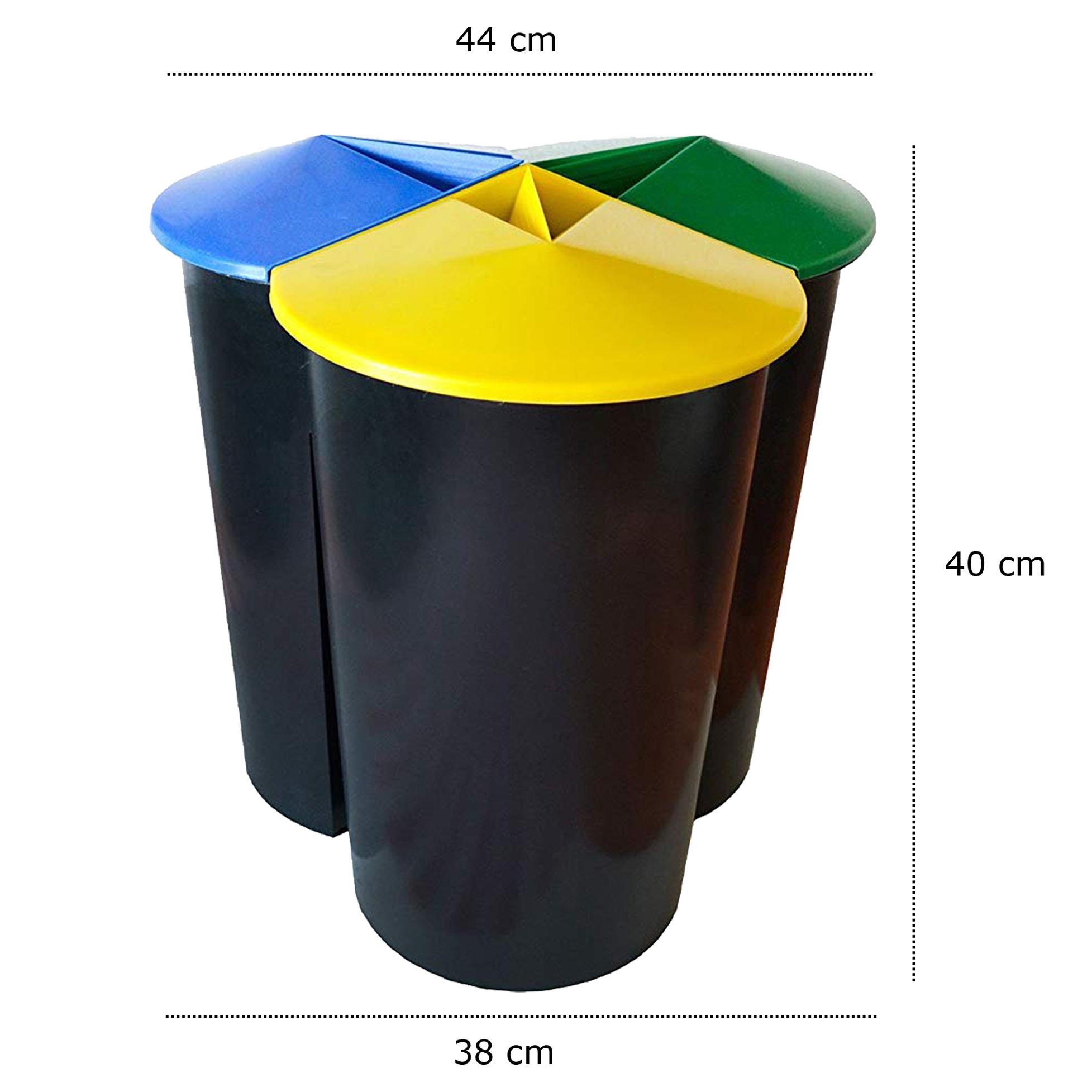 Cubo de basura 40 litros en 3 compartimentos color negro