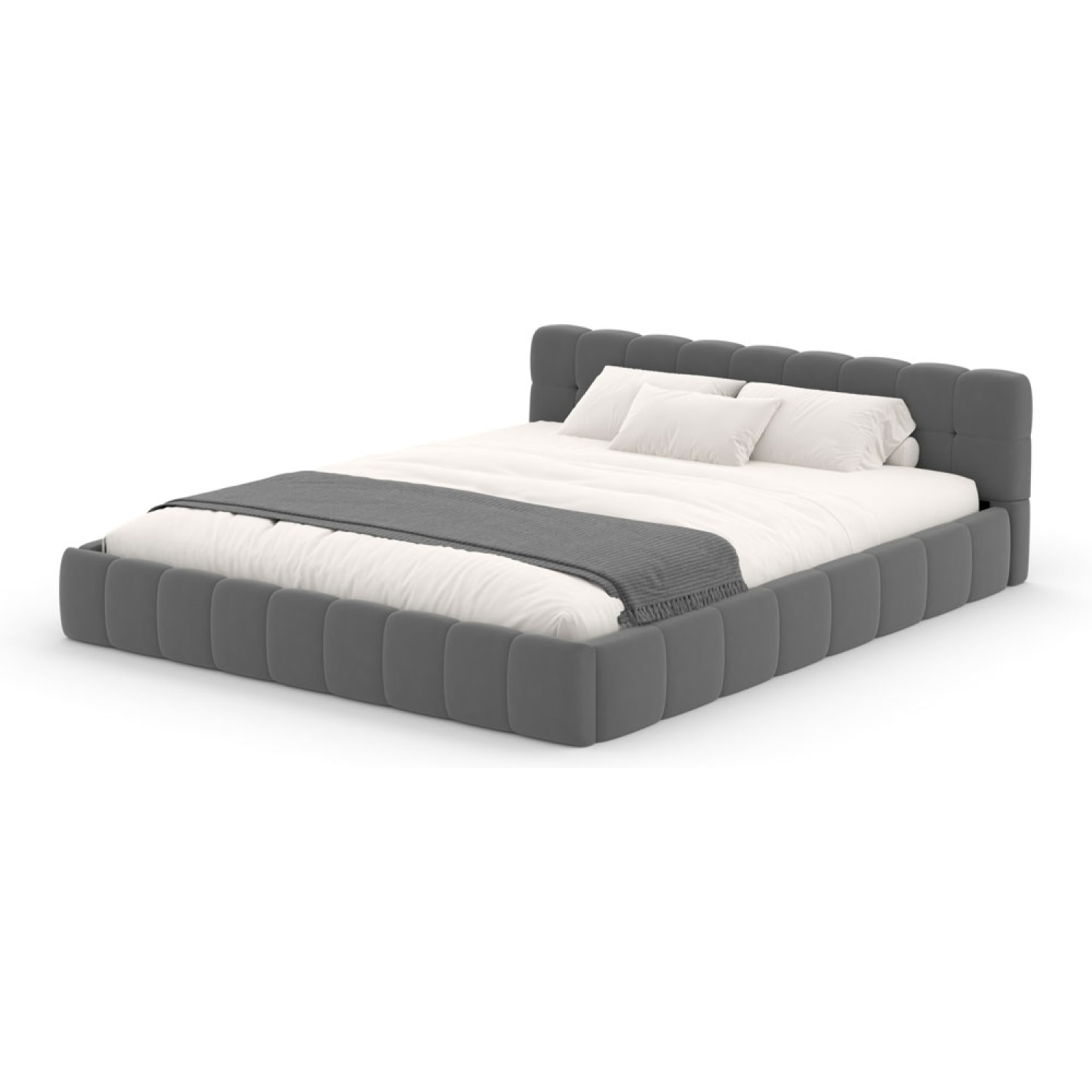 PRINCETON Lit nuage 160x200cm en velours gris