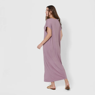 Vestido largo viscosa berenjena